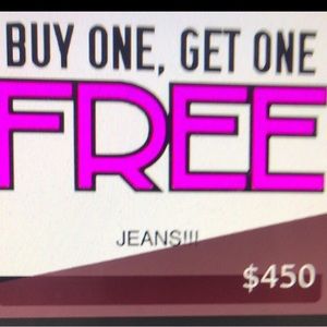 Big buy one get one any item equal too or lesser one free